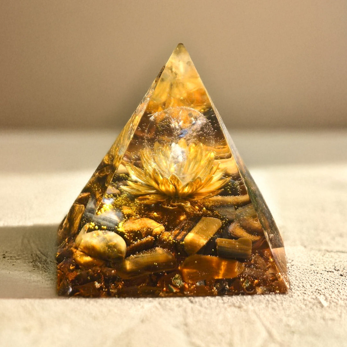 Orgonite "Divine Lotus" in Tiger's Eye
