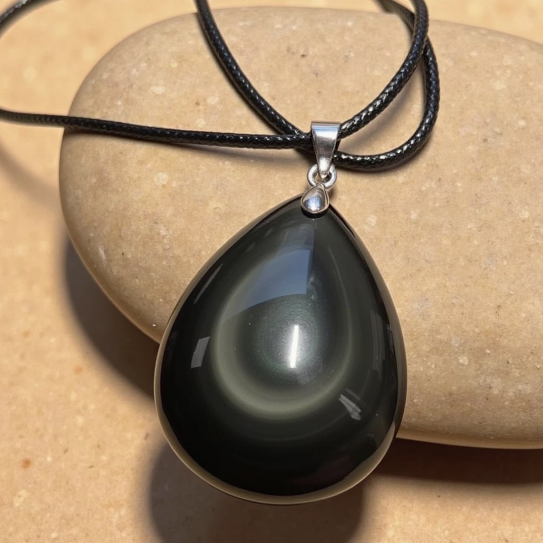 Droplet Pendant in Celestial Eye Obsidian