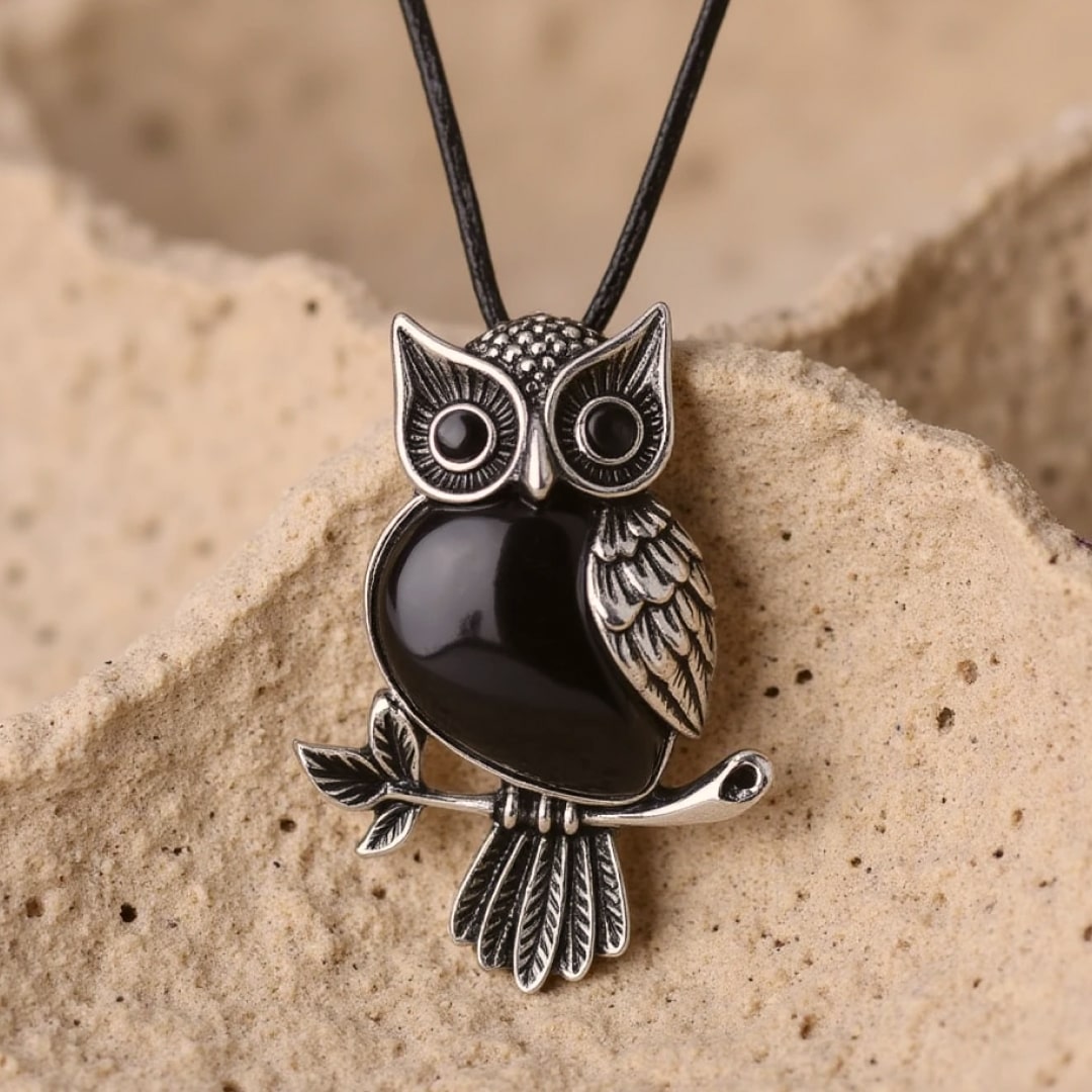 "Owl Spirit" Necklace – Natural Stone of Your Choice