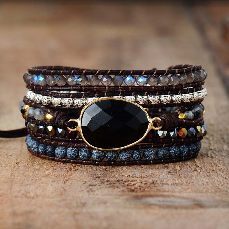 "Mastery Symbol" Wrap Bracelet in Onyx