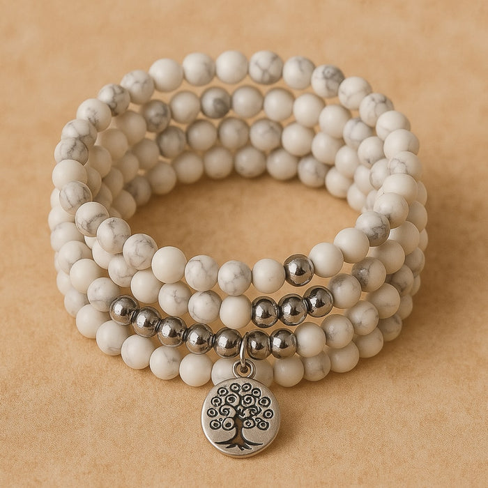 "Feminine Softness" Mala Bracelet in Howlite