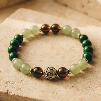 "Chance & Protection" Bracelet in Aventurine, Malachite & Smoky Quartz 4
