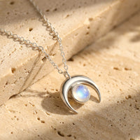 "Moon Crescent" Necklace in Moonstone 5