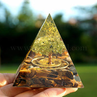 Orgonite "Surya - Tree of Happiness" in Tiger's Eye & Peridot 3