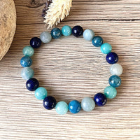 "Ocean" Bracelet in Amazonite, Lapis Lazuli, Aquamarine & Apatite 6