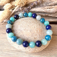 "Ocean" Bracelet in Amazonite, Lapis Lazuli, Aquamarine & Apatite 4