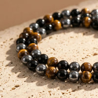 "3 Protections" Necklace in Hematite, Obsidian & Tiger's Eye 4