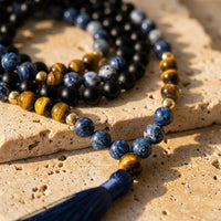 Sodalite, Tiger Eye & Black Onyx Mala Necklace 3
