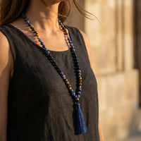 Sodalite, Tiger Eye & Black Onyx Mala Necklace 4