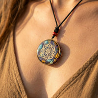 Orgonite Pendant "Sri Yantra" in Turquoise & Tiger's Eye 3