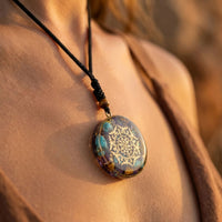 Orgonite Pendant "Sri Yantra" in Turquoise & Tiger Eye 2