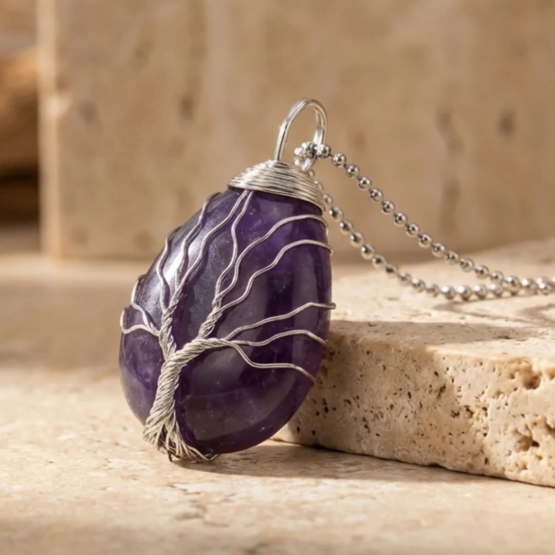Natural Stone Tree of Life Pendant
