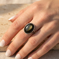 "Aura" Adjustable Ring in Golden Obsidian 3