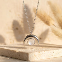 "Moon Crescent" Necklace in Moonstone 3