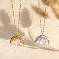 "Moon Crescent" Necklace in Moonstone 6