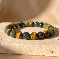 "Balance & Protection" Bracelet in Tiger's Eye & Moss Agate 1