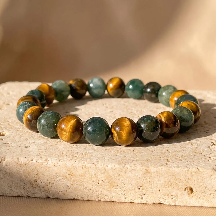 Armband "Balance & Schutz" aus Tigerauge & Moosachat