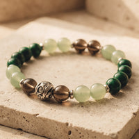"Chance & Protection" Bracelet in Aventurine, Malachite & Smoky Quartz 1