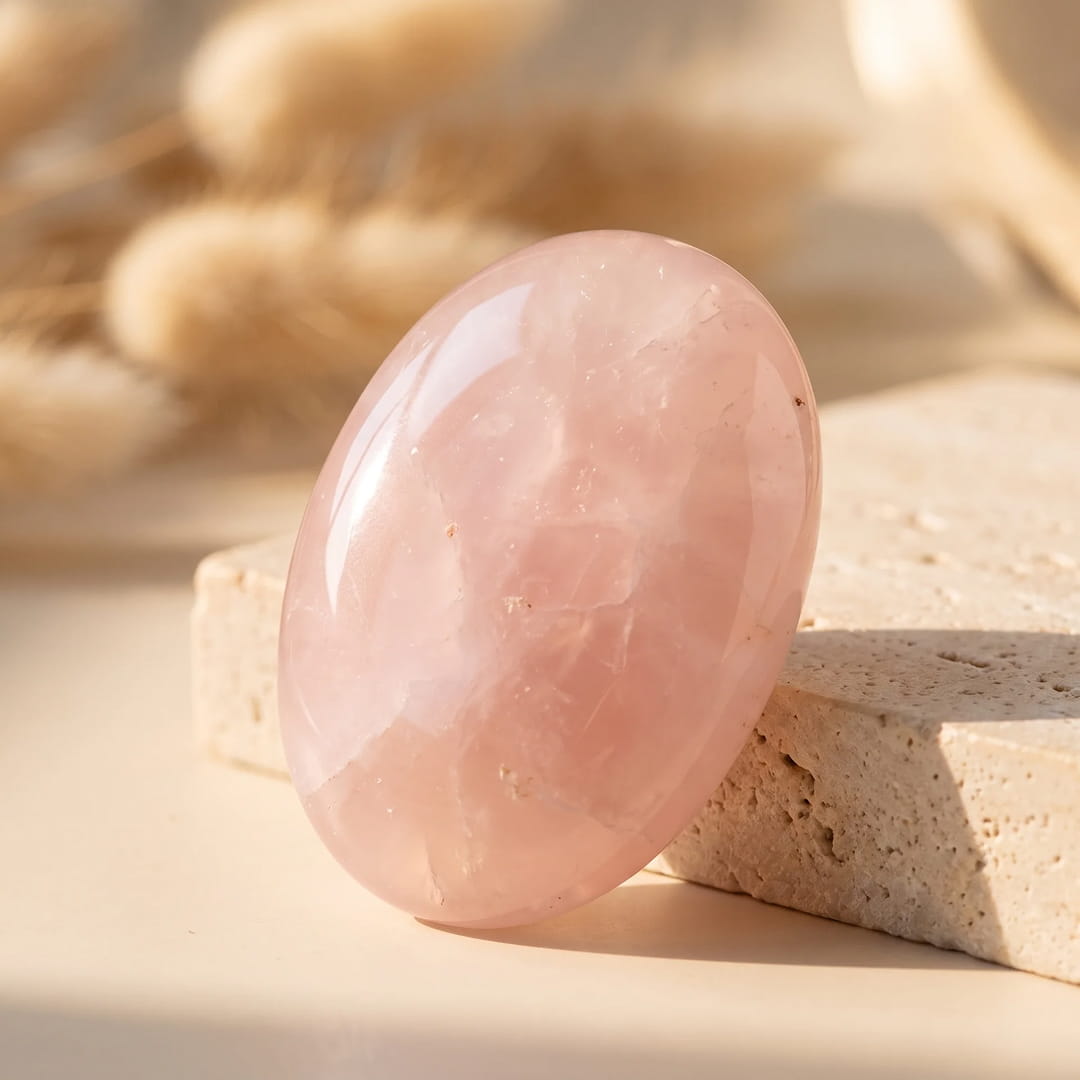 "Soft Heart" Pebble in Rose Quartz