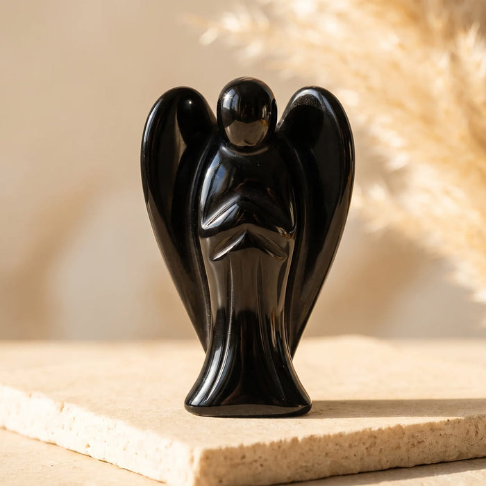 "Guardian Angel" Statuette in Natural Stone
