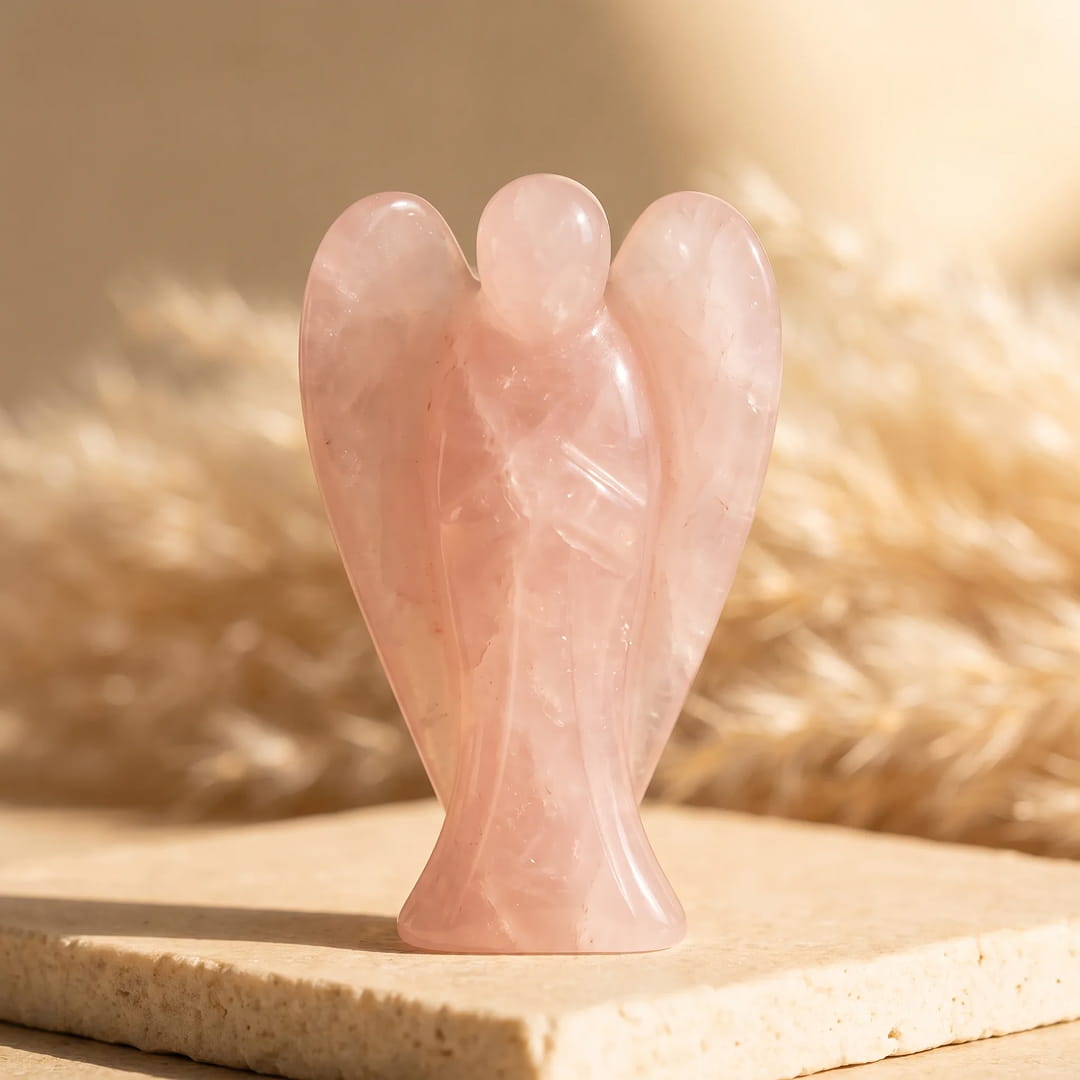 "Guardian Angel" Statuette in Natural Stone
