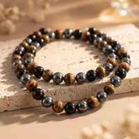 "3 Protections" Necklace in Hematite, Obsidian & Tiger's Eye 1