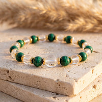 "New Beginning" Bracelet in Malachite and Rock Crystal 1