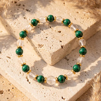 "New Beginning" Bracelet in Malachite and Rock Crystal 5