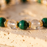 "New Beginning" Bracelet in Malachite and Rock Crystal 3