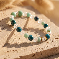 "Lagoon Dream" Bracelet in Amazonite, Apatite & Cracked Rock Crystal 5