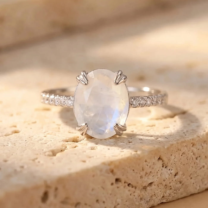 Verstellbarer „Kirana“-Ring aus Mondstein & Silber