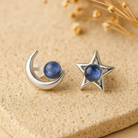 "Lunar Star" Earrings in Labradorite & Silver Metal 1
