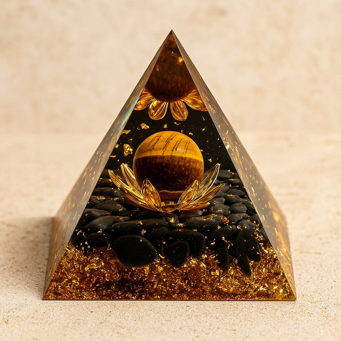 Orgonite "Cassiel" in Black Obsidian & Tiger's Eye