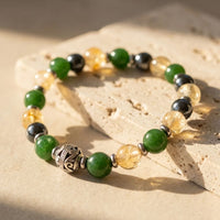 "Symbols of Luck" Bracelet in Jade, Citrine & Hematite 1