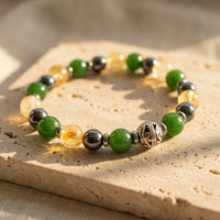 "Symbols of Luck" Bracelet in Jade, Citrine & Hematite 3