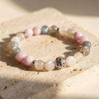 "Feminine Softness" Bracelet in Labradorite, Moonstone & Kunzite 3
