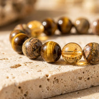 "Protection & Prosperity" Bracelet in Tiger's Eye, Citrine & Landscape Jasper 3