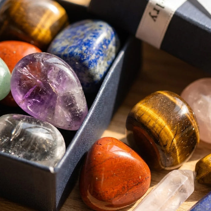 Reiki Set - Set of 7 Natural Stones & 7 Double Points