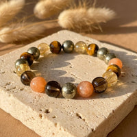 "Solar Energy" Bracelet in Smoky Quartz, Tiger Eye & Golden Rutilated Quartz 1