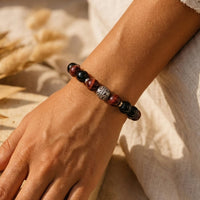 Premium Bracelet "Burning Flame" in Garnet, Bull's Eye & Black Obsidian 2