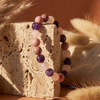 "Self-Love" Bracelet in Rhodonite, Rose Quartz & Amethyst 3