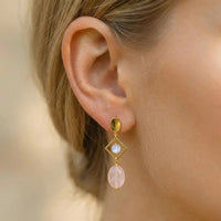 "Ear Cuffs 'Emotion & Elegance' in Rose Quartz & Moonstone" 2