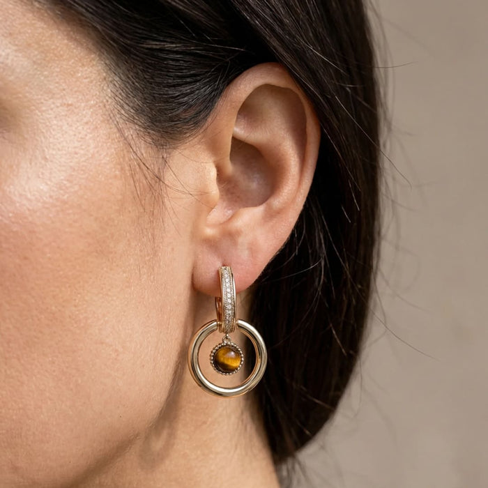 Boucles d'oreilles Œil de tigre "Éclat Félin"