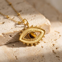 "Evil Eye" Necklace in Tiger's Eye 3