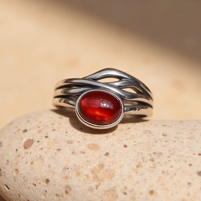Verstellbarer Ring "Prema" in Granat