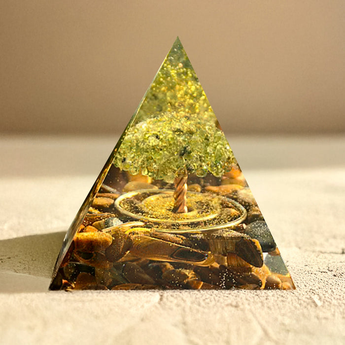 Orgonite "Surya - Tree of Happiness" in Tiger's Eye & Peridot