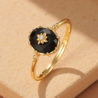 Adjustable Ring "Nocturnal Charm" in Black Agate 4