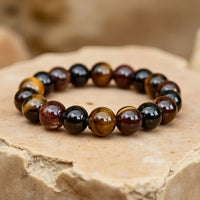 "Success & Protection" Bracelet in Tiger's Eye, Garnet, Black Tourmaline & Smoky Quartz 1