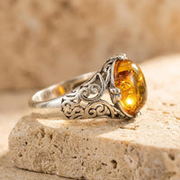 Adjustable Ring "Solar Glow" in Amber 3