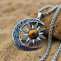"Cosmic Balance Moon-Sun" Pendant in Tiger's Eye 6